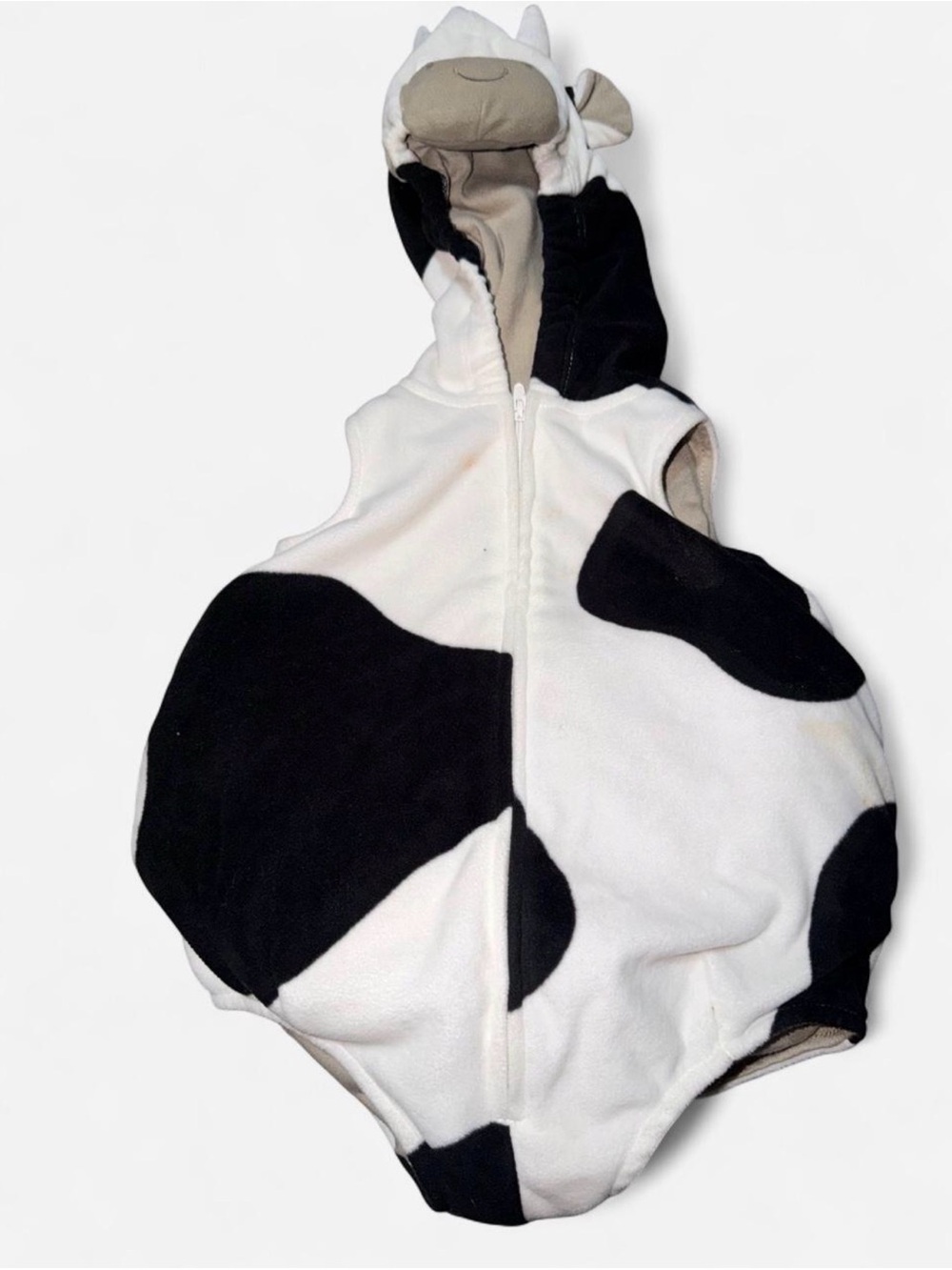 Kids Cow Print One-Piece Hooded Costume - Black & White